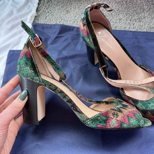 Anthropologie block heels / velvet multi - 8M
